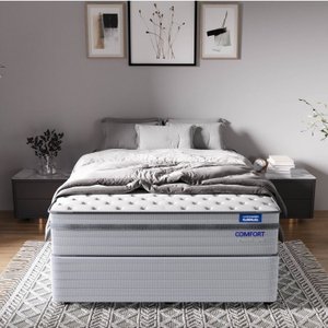 Conjunto Base Box Casal e Colchão Casal Comfort Luna CabeCasa MadeiraOriginals