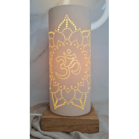 Luminária de Mesa Abajur em Pvc e Madeira