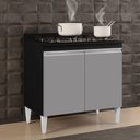 Ver imagem 2 de Balcão para Cooktop 80cm 2 Portas Flórida Preto/Cinza - Lumil Móveis