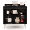 Ver imagem 3 de Balcão para Cooktop 80cm 2 Portas Flórida Preto/Cinza - Lumil Móveis
