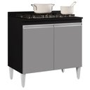 Ver imagem 1 de Balcão para Cooktop 80cm 2 Portas Flórida Preto/Cinza - Lumil Móveis