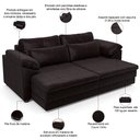 Ver imagem 4 de Sofá Retrátil para Sala de Estar 2 Lugares 175cm Riza S03 Couro Vinho - Lyam Decor