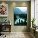 Ver imagem 2 de Quadro Decorativo Natureza Verde 70x50cm Mold Branca