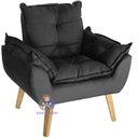Ver imagem 2 de Poltrona Decorativa Opala e Puff Opala Suede Preta Smf Decor