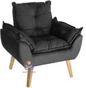 Ver imagem 2 de Poltrona Decorativa Opala e Puff Opala Suede Preta Smf Decor