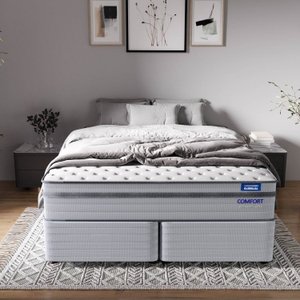 Conjunto Base Box Solteiro e Colchão Queen Comfort Luna CabeCasa MadeiraOriginals