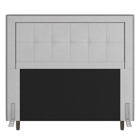 Cabeceira Cama Box Solteiro Luxor 90cm com Tachas e Frame Corano Branco - Abmaza