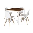 Ver imagem 2 de Mesa Jantar Industrial Amêndoa 90x90cm Base V Ferro Branco com 4 Cadeiras Eames Eiffel Madeira Branc