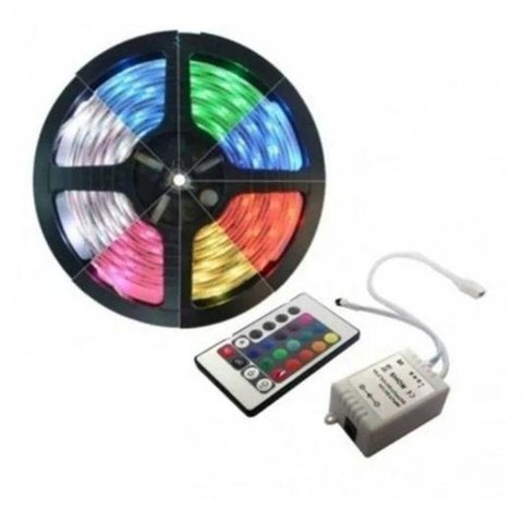 Fita Led Ultra Fina 5m Rgb 2835 Smd Prova D'agua + Controle