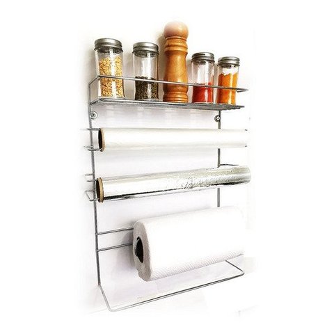 Porta Rolos, Temperos Aço Cromado Premium 5x1 Aço Cromado Parede