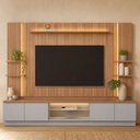 Ver imagem 4 de Rack para Sala com Painel para TV 75 pol LED 290cm Noble L05 Canela Gris Fosco - Lyam Decor