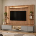 Ver imagem 3 de Rack para Sala com Painel para TV 75 pol LED 290cm Noble L05 Canela Gris Fosco - Lyam Decor