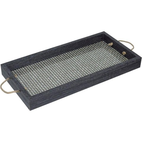 Bandeja Decorativa para Servir Home&co Retangular Mdf 40x20x4cm Preto