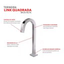 Ver imagem 4 de Torneira Link Quadrada Alta Banheiro Lavatório 1074 1/4 de Volta Cromada