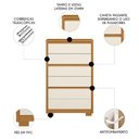 Ver imagem 3 de Cômoda Quarto 79cm 6 Gavetas Ayron Cinamomo/off A02 - Mpozenato