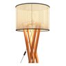 Luminária de Chão Abajur Rattan Detalhada com Pés de Madeira Star - Palha/preto - 2