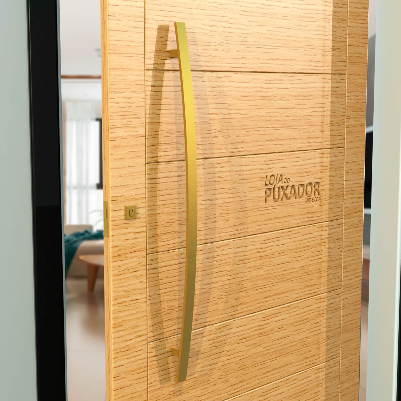 Puxador Portas Duplo Aço Inox Dourado Acetinado Lugui 60 Cm para Portas ...