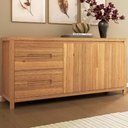 Ver imagem 2 de Buffet Aparador 165cm 2 Portas Madeira Maciça Floris Carvalho F07 - Mpozenato