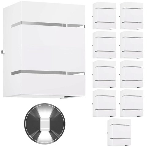 10 Arandelas Externa 2 Frisos Foco Fachos Parede Muro Branco