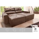 Ver imagem 2 de Sofá 3 Lugares Reclinável Retrátil com Molas 1,80m Marrom