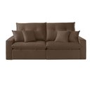 Ver imagem 3 de Sofá com Chaise B016 3 Lugares Retrátil e Reclinável 230cm Marrom Veludo