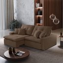 Ver imagem 4 de Sofá com Chaise B016 3 Lugares Retrátil e Reclinável 230cm Marrom Veludo