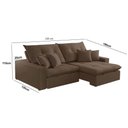 Ver imagem 5 de Sofá com Chaise B016 3 Lugares Retrátil e Reclinável 230cm Marrom Veludo