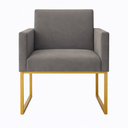 Ver imagem 7 de Kit 2 Poltronas Reforçada Recepção Base Metálico Dourado Cinza