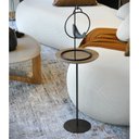 Ver imagem 5 de Mesa Lateral Karla - Alta, Tampo Redondo Itapuã e Base Aço Corten. Bege 100% MDF
