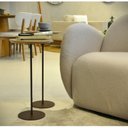 Ver imagem 5 de Kit 2 Mesas Laterais Karla - Baixa / Média, Tampo Redondo Itapuã e Base Aço Corten. Bege 100% MDF