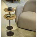 Ver imagem 1 de Conjunto 2 Mesas Laterais Redondo Tampo Karla Bege 100% MDF