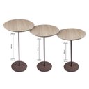 Ver imagem 4 de Kit 3 Mesas Laterais Karla - Baixa / Média / Alta, Tampo Redondo Itapuã e Base Aço Corten. Bege 100% MDF