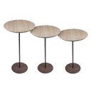 Ver imagem 3 de Kit 3 Mesas Laterais Karla - Baixa / Média / Alta, Tampo Redondo Itapuã e Base Aço Corten. Bege 100% MDF