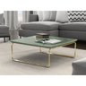 Mesa de Centro Astral 70x70 Cm Base Aço Tubo Ouro - Bordinhon: Verde Lazza - 3