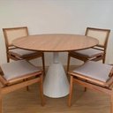 Ver imagem 2 de Mesa de Jantar Cone Redonda Velt 80 Cm Tampo Freijó Base Branca Cor Marrom