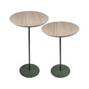 Ver imagem 3 de Kit 2 Mesas Laterais Karla - Média / Alta, Tampo Redondo Itapuã e Base Verde Oliva. Bege 100% MDF