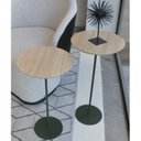 Ver mais imagens de Kit 2 Mesas Laterais Karla - Média / Alta, Tampo Redondo Itapuã e Base Verde Oliva. Bege 100% MDF