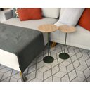Ver imagem 5 de Kit 2 Mesas Laterais Karla - Média / Alta, Tampo Redondo Itapuã e Base Verde Oliva. Bege 100% MDF