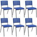 Ver imagem 1 de Kit 06 Cadeiras Empilhável Fixa Escritório Multiuso Base Preta Kimi P03 Azul - Lyam Decor