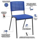 Ver imagem 6 de Kit 06 Cadeiras Empilhável Fixa Escritório Multiuso Base Preta Kimi P03 Azul - Lyam Decor