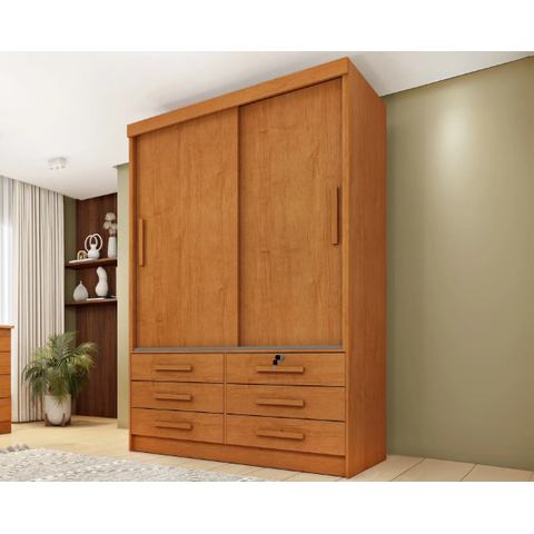 Guarda Roupa Chicago 2 Portas sem Espelho - Cinamomo - Móveis Tcil