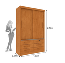Ver imagem 2 de Guarda Roupa Chicago 2 Portas sem Espelho - Cinamomo - Móveis Tcil
