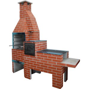 Churrasqueira Trio Pré-moldado Golden Forno e Fogão a Lenha Tijolinho Trabalhado