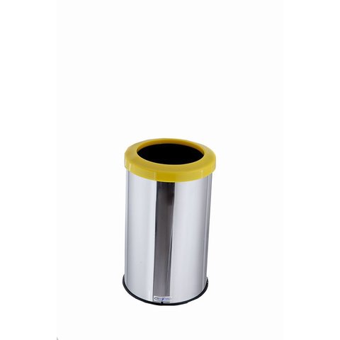 Lixeira Inox Aro Esmaltado 20L Área Gourmet Cozinha Cesto De Lixo - Amarelo
