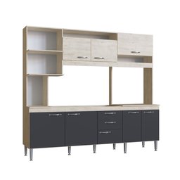 Cozinha Compacta Marília 08 Portas 02 Gavetas Crema Grafite- Megasul - 2