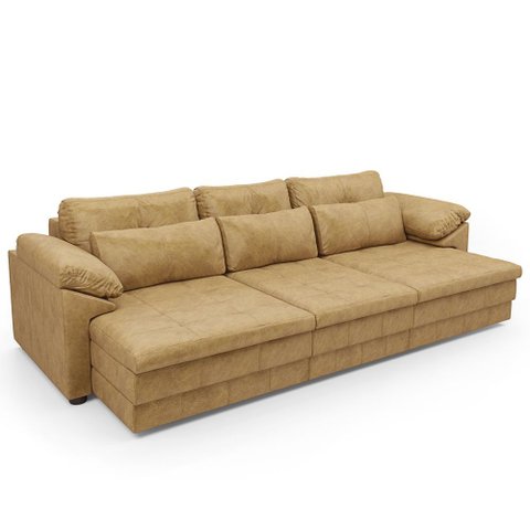 Sofá Retrátil para Sala de Estar 4 Lugares 332cm Riza S03 Couro Soft Bege - Lyam Decor