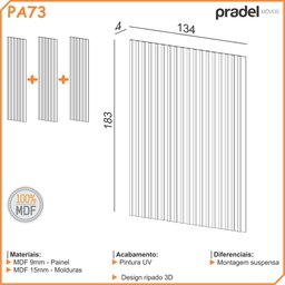 Painel Ripado 134cm X 183cm Pdl Freijó - 5