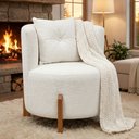 Ver imagem 1 de Poltrona Decorativa Orgânica Curva Luna Boucle Branco - Montanaris Decor