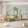 Bicama Infantil Prime House com Mini Escorregador, Telhado V e Janela Casatema MadeiraOriginals - 2
