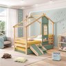 Bicama Infantil Prime House com Mini Escorregador, Telhado V e Janela Casatema MadeiraOriginals - 1